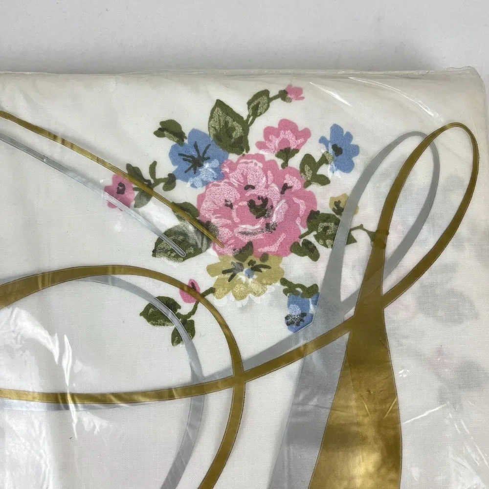 Vintage JP Stevens Double Fitted Bed Sheet Floral Retro Bedding Beauti-Blend NOS